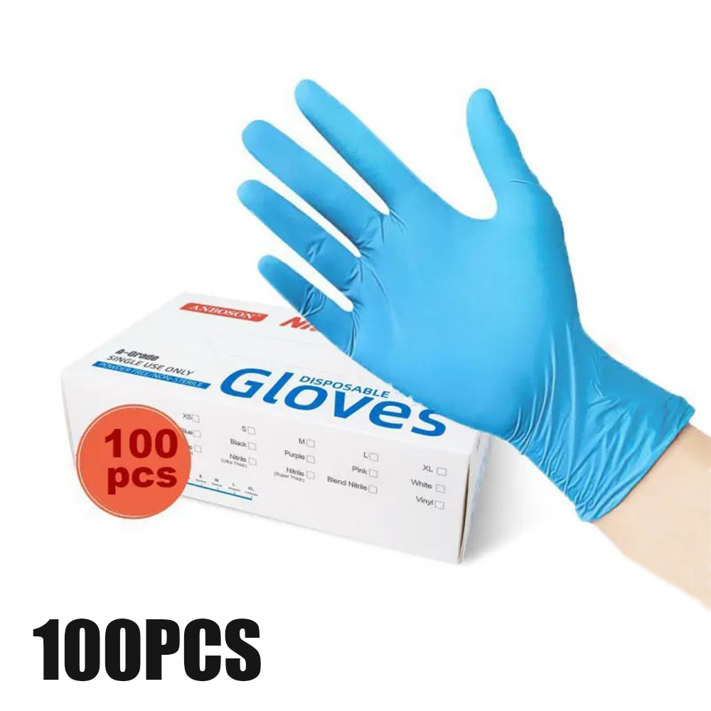 Exam Glove Nitrile - パウダーフリー ニトリル検査用手袋 使い捨て ネイル衛生用手袋-ブルー 100枚/箱