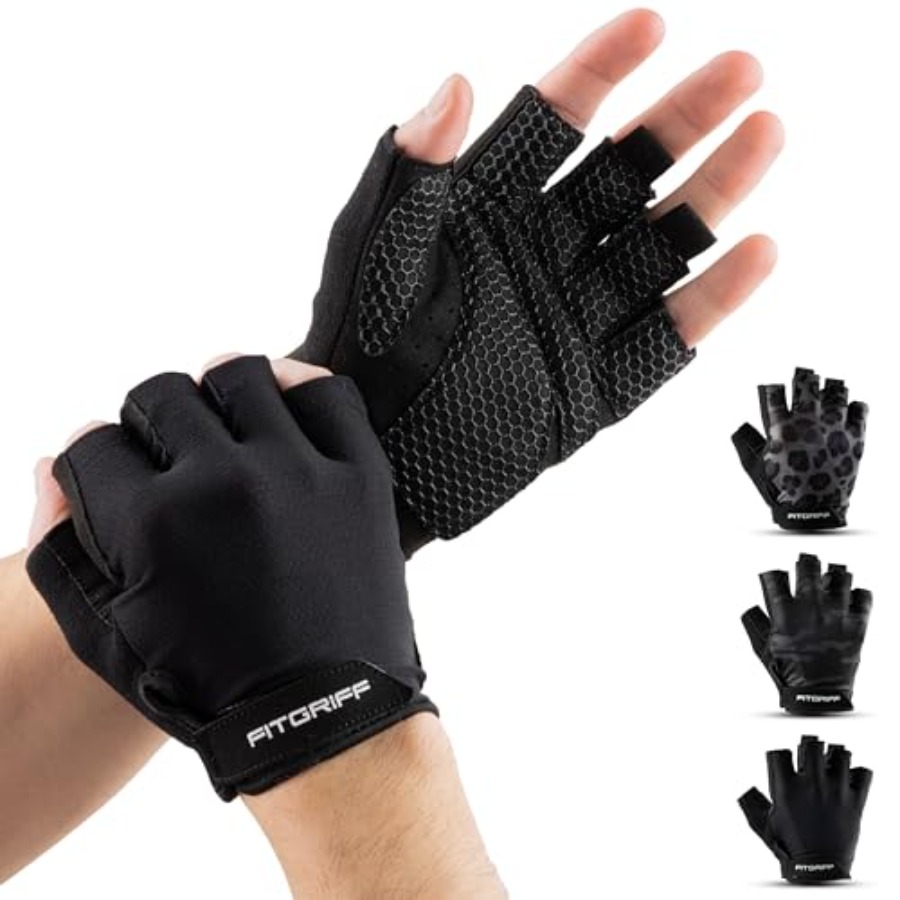 Workout Glove Gym - ® 男女兼用パッド入りワークアウトグローブ - ウェイトリフティング、トレーニング用フィンガーレスジムグローブ - 手のひら全体を保護
