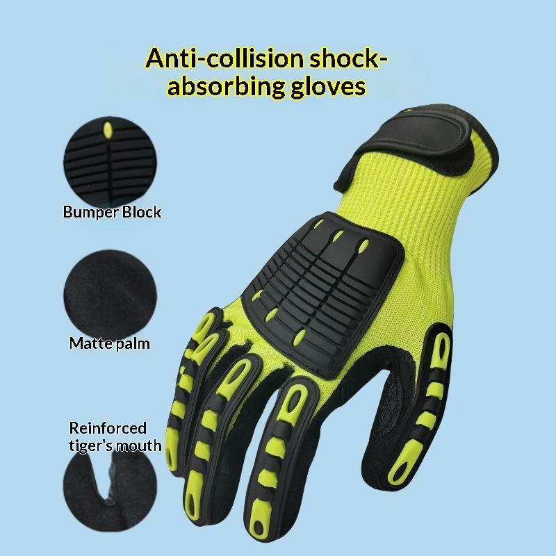 Work Glove Impact - 1 ペアの耐切創・耐衝撃性ヘビーデューティ作業用手袋、耐油性、ニトリルディップパームグローブ、手の保護、安全作業用手袋