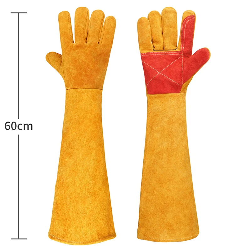 Heat Resistant Glove - 長袖革溶接手袋、耐熱性、ストーブファイアグローブ、庭用の耐パンク性、23.6