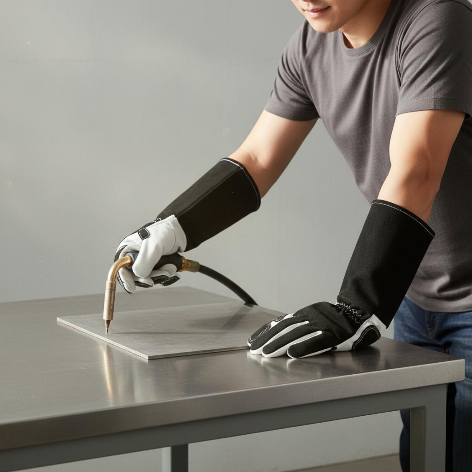 Heat Resistant Glove - TIG 金属加工用手袋 柔軟な指の形状設計 耐熱革手袋 安全装備 柔らかい裏地付き