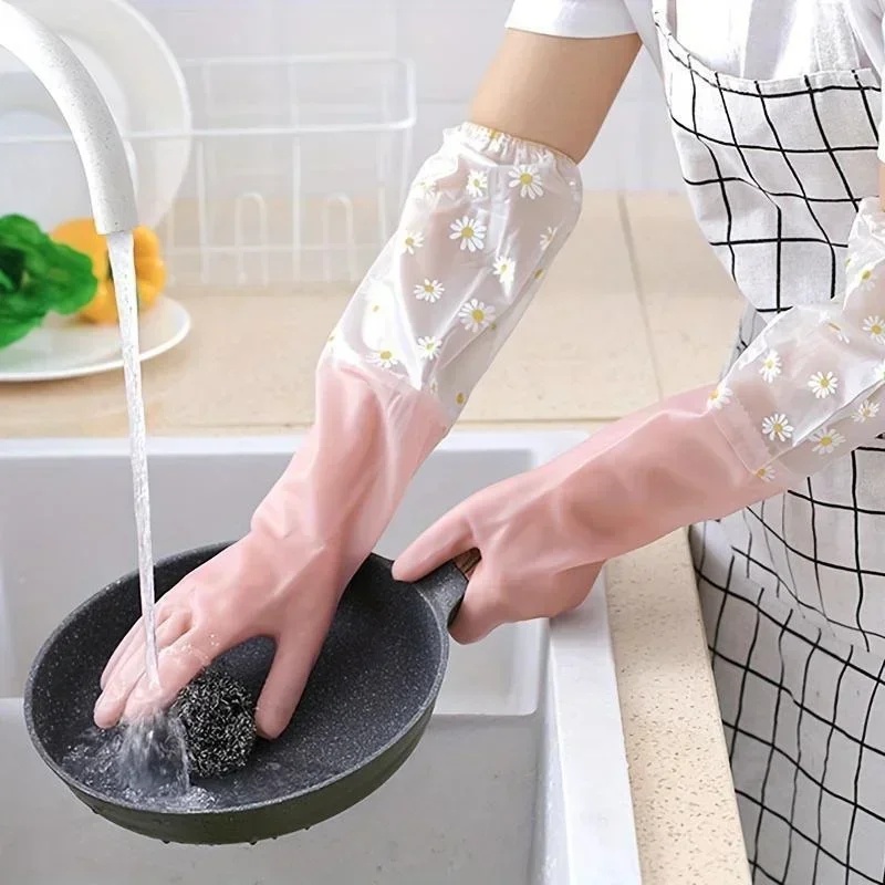 Dish Glove Rubber - 家庭用長袖ゴム手袋食器洗い用手袋キッチンオーブンペットクリーニング用手袋ホーム＆キッチンアクセサリー