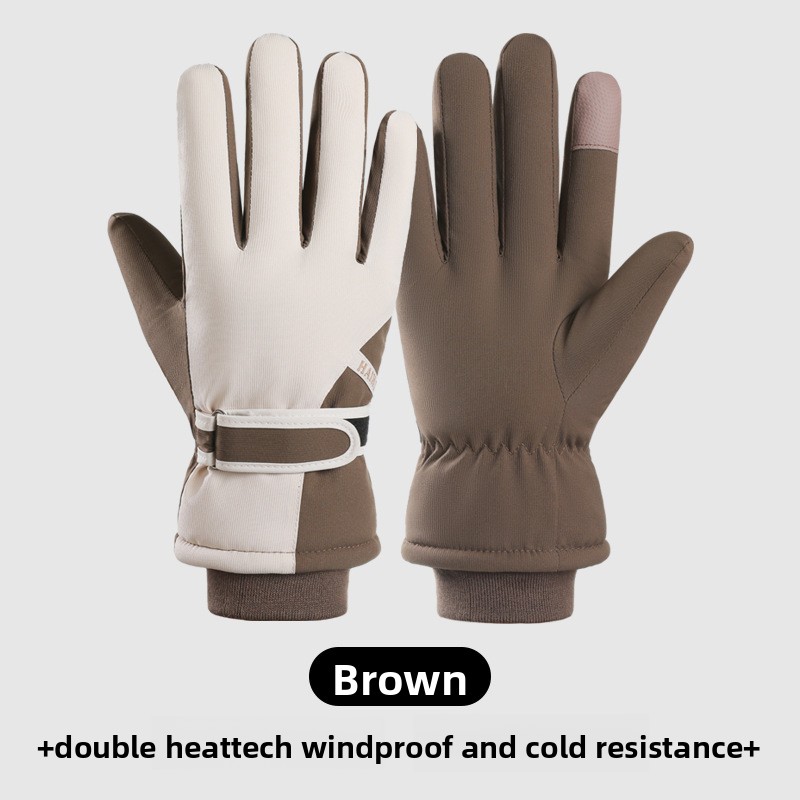 Winter Glove Insulated - 伸縮性のある断熱防寒手袋 厚手のフリース 防水 タッチ対応 ハイキング サイクリング