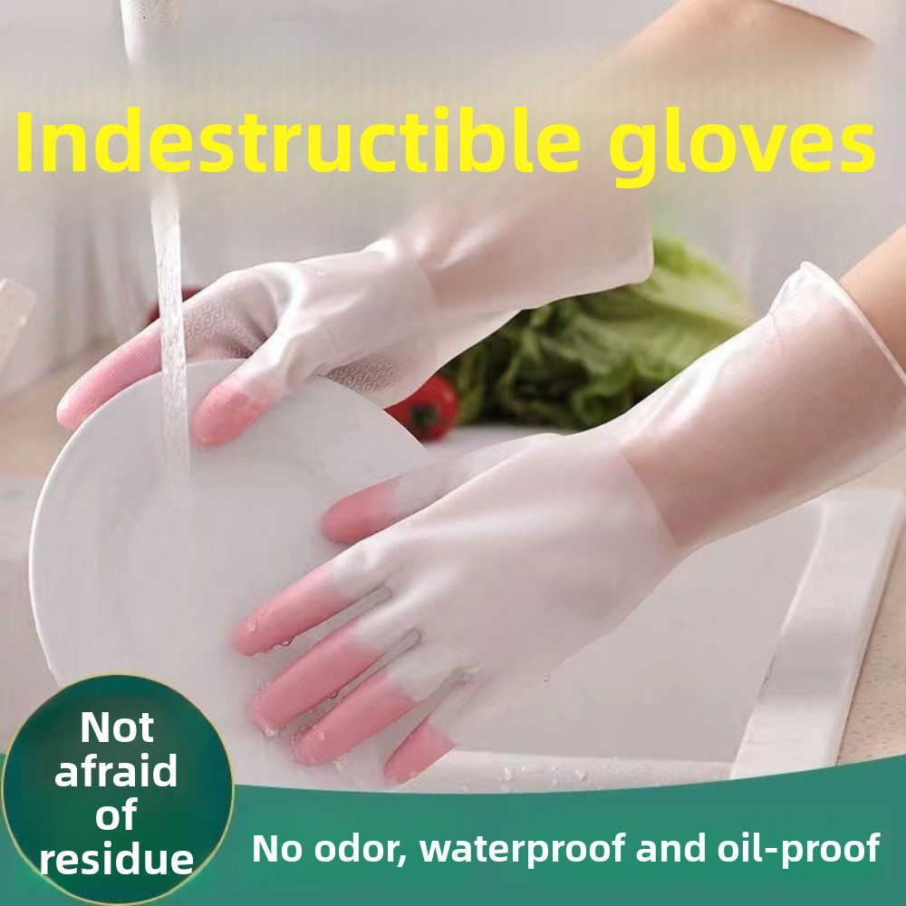 Rubber Glove Cleaning - 耐久性のある厚手のラテックス製クリーニンググローブ、防水・耐熱性のある家庭用グローブ（キッチン、食器洗い、洗濯用）