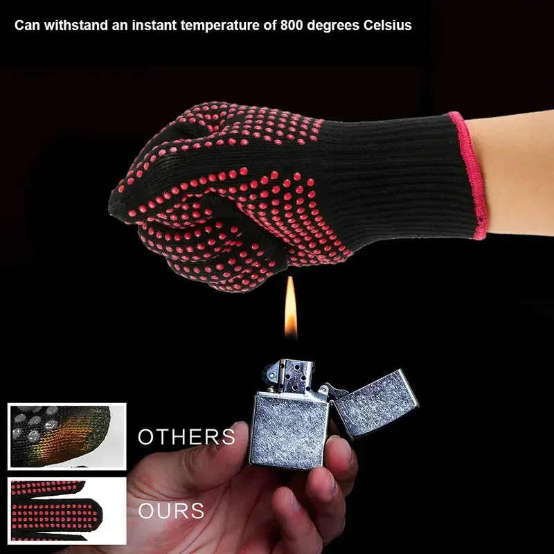 Oven Mitt Silicone - 1 ペアの滑り止めシリコン BBQ 手袋、キッチン、グリル、キャンプ、調理器具用、耐熱オーブン手袋、耐切創性