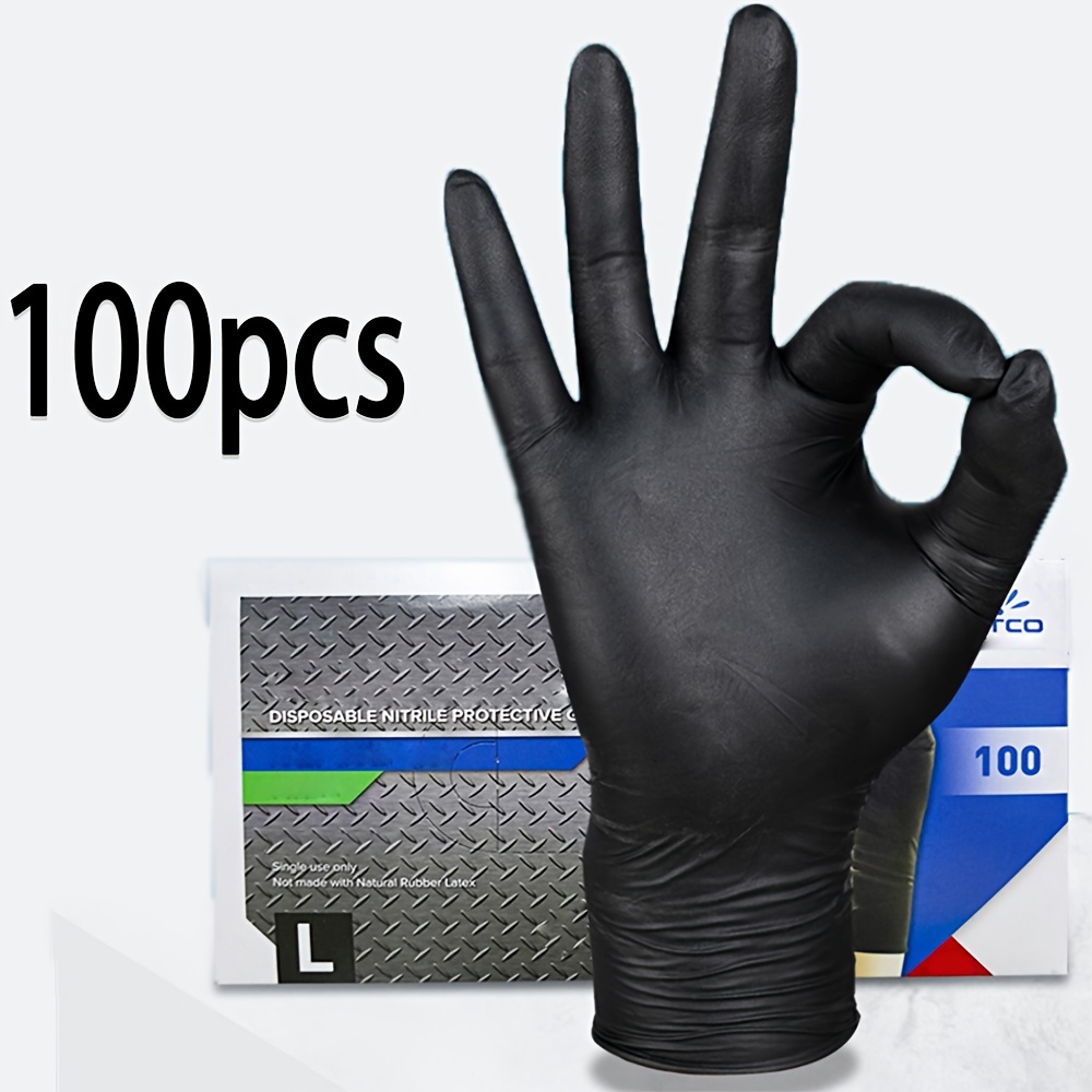 Nitrile Mechanic Glove - 黒の使い捨てニトリル手袋、厚手で耐久性のある家庭用清掃用手袋、キッチン調理、ヘアカラー、タトゥー用