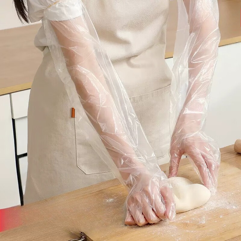 Rubber Glove Cleaning - 30 個使い捨てアームガード手袋キッチン家庭用クリーニング防水弾性巾着延長 CPE ロングアーム手袋