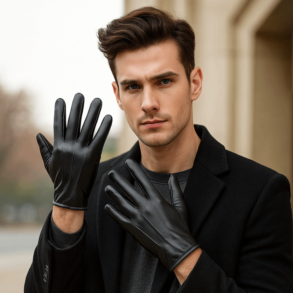 Leather Driving Glove - ファッションブラックドライビンググローブパンククールフルフィンガーミトンゴシック滑り止めPUレザーグローブヒップホップ