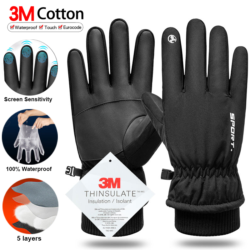 Ski Glove Waterproof - 熱冬サイクリングスキー手袋アウトドアスポーツランニングオートバイタッチスクリーンフリース手袋ノンスリップ暖かいフルフィンガーグローブ