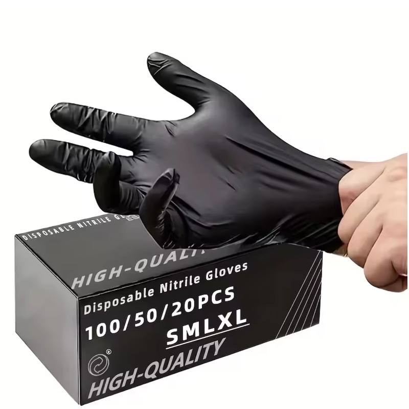 Nitrile Mechanic Glove - 100/50/20 個黒ニトリル手袋肥厚使い捨て手袋クリーニング理髪防水食器洗いタトゥー手袋