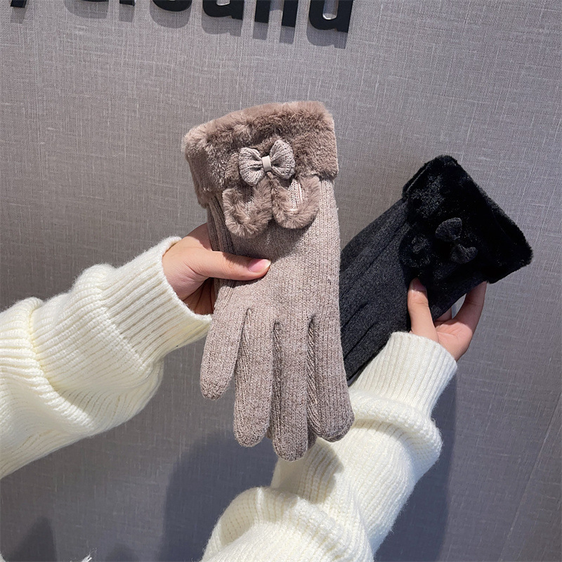 Wool Glove Lined - 手袋 レディース ウール裏地付き タッチスクリーン 冬用 サイクリング