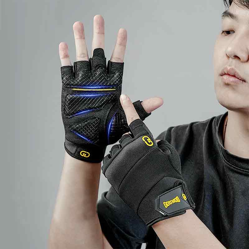 Workout Glove Gym - 男性と女性のための1ペアのトレーニンググローブ、トレーニング、サイクリング、フィットネス、エクササイズ用のフルパーム保護ウェイトリフティングジムグローブ