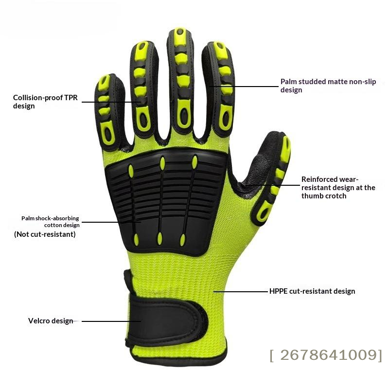 Work Glove Impact - ⚑ 耐切創安全作業用手袋、耐振動、耐衝撃、耐油、ニトリルコーティングされた手のひら部の保護手袋（作業用）
