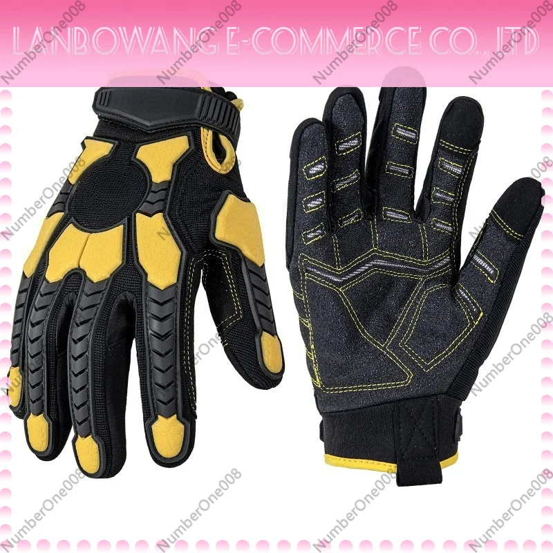 Work Glove Impact - レベル6耐切創手袋、PVC耐摩耗手袋、TPR耐衝撃タッチスクリーン対応オイルフィールド作業安全手袋