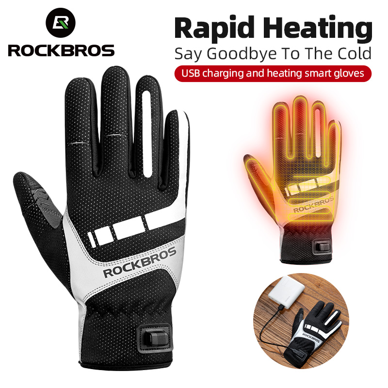 Heat Resistant Glove - Rockbros-サイクリング用の電気加熱冬用グローブ、タッチスクリーングローブ、USB充電式、オートバイライディング、ハイキング、雪、スキー