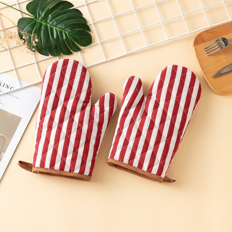 Oven Mitt Silicone - 2 個の厚みのあるオーブンミットホームキッチン格子ミット高温耐性ベーキング電子レンジミットキッチンベーキング用品