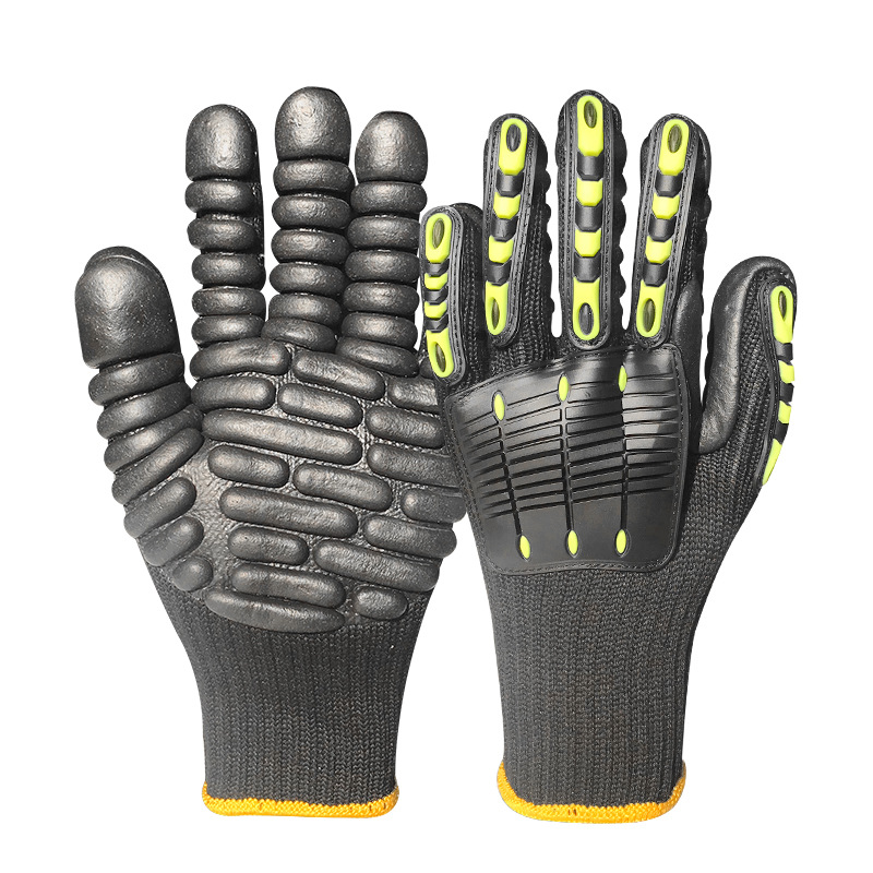 Work Glove Impact - プロフェッショナル防振安全手袋 鉱山掘削用 5段階耐衝撃性 耐衝撃性 滑り止めグリップ付き
