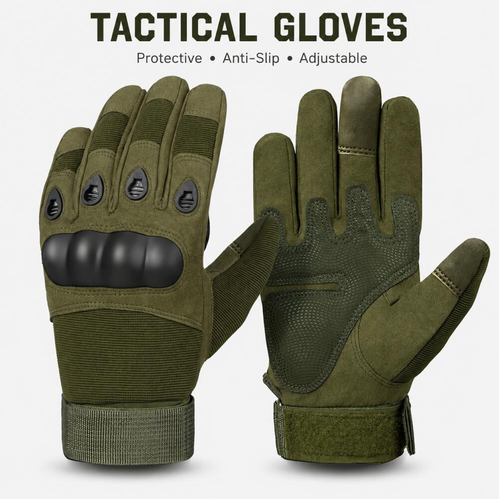Motorcycle Glove Knuckle - ハードナックル付きフルフィンガータクティカルグローブ、滑り止め、調節可能なアウトドアバイクライディンググローブ