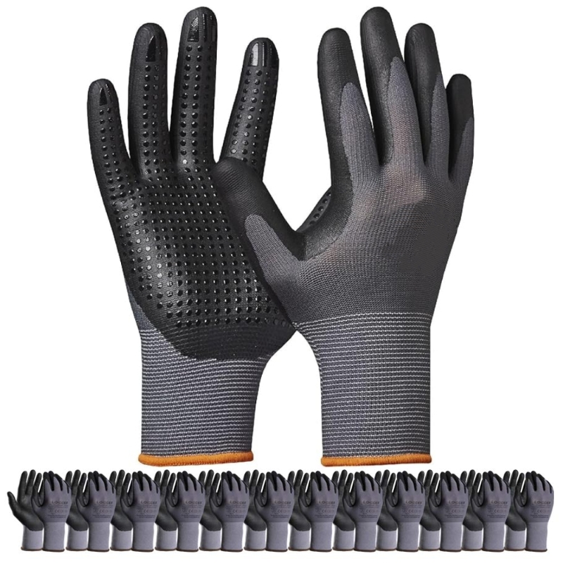 Nitrile Mechanic Glove - マイクロフォームニトリルコーティング安全作業用手袋、滑り止めグリップ、シームレスニット作業用手袋、男性用、メカニック、自動車、建設用手袋