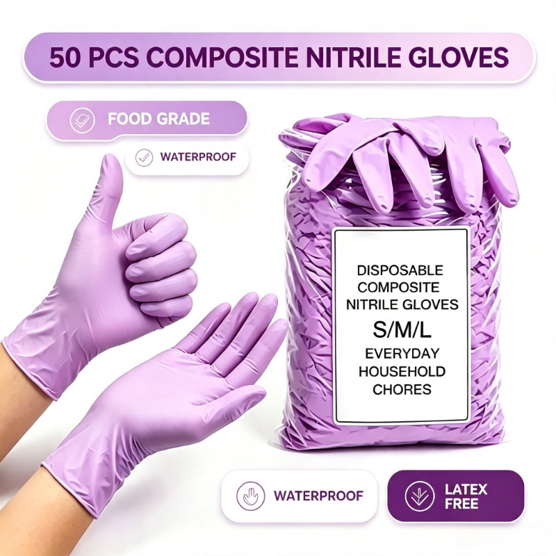 Exam Glove Nitrile - 50枚入り ニトリル検査用手袋 使い捨て パープルライラック グローブ サイズ
