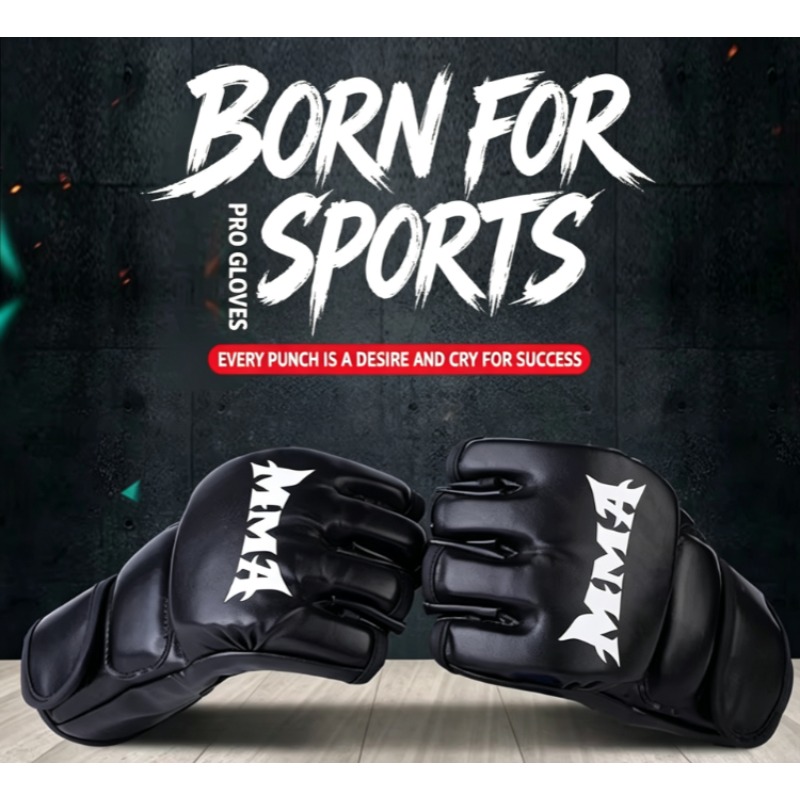 Motorcycle Glove Knuckle - プロボクシングトレーニングフィットネスグローブハーフフィンガーレザークッション大人用サンダボクシングUFCトレーニングサンドバッグナックルズ