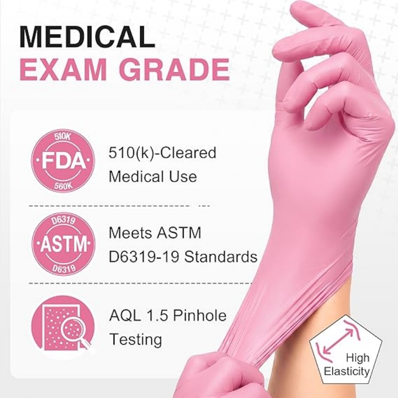 ピンクニトリル使い捨て手袋家庭用クリーニング作業キッチンガー - Latex Disposable Glove のレビューと価格