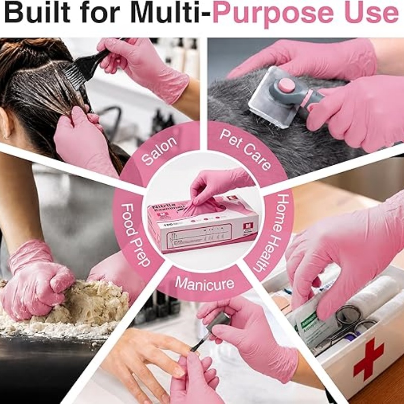 ピンクニトリル使い捨て手袋家庭用クリーニング作業キッチンガー - Latex Disposable Glove のレビューと価格