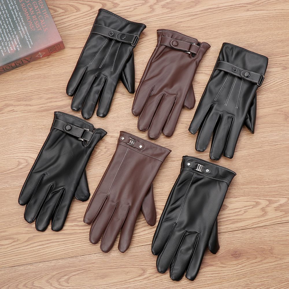 メンズフリースサーマルレザーグローブ、ウォーム、タッチスクリ - Leather Driving Glove のレビューと価格