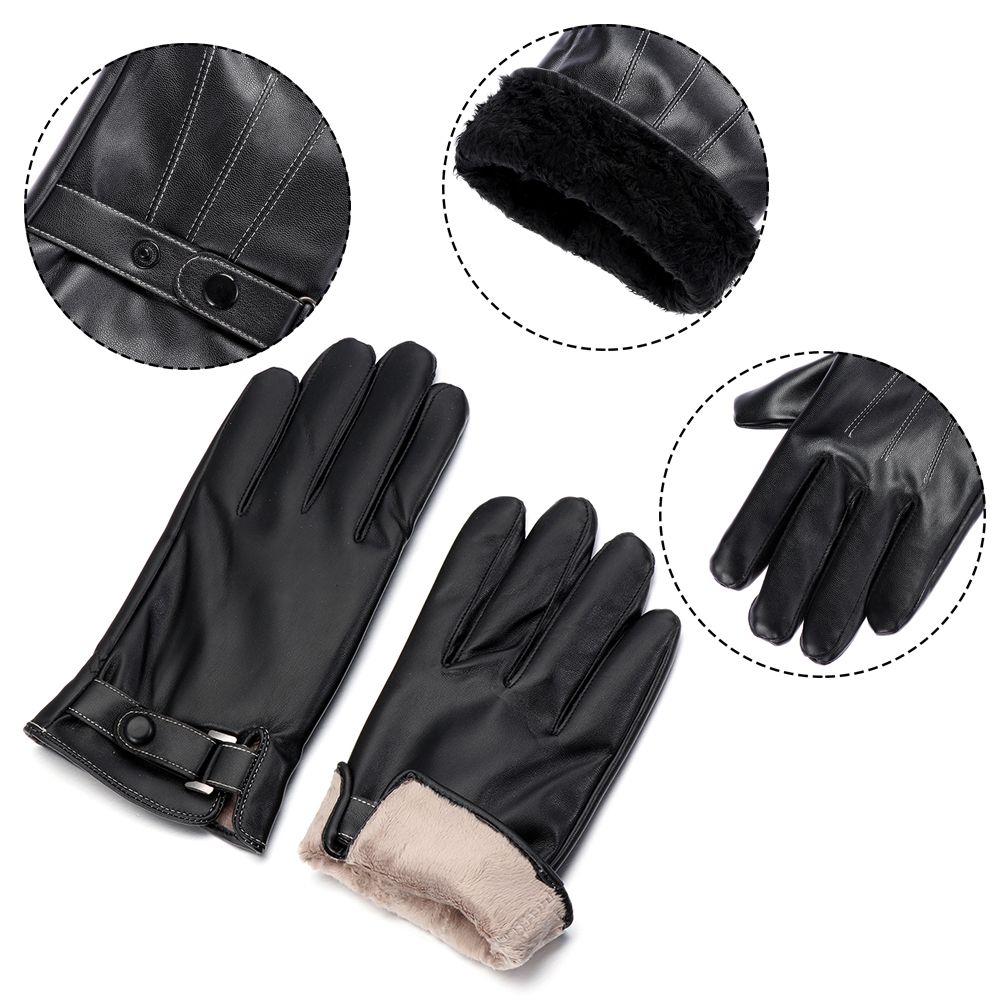 メンズフリースサーマルレザーグローブ、ウォーム、タッチスクリ - Leather Driving Glove のレビューと価格