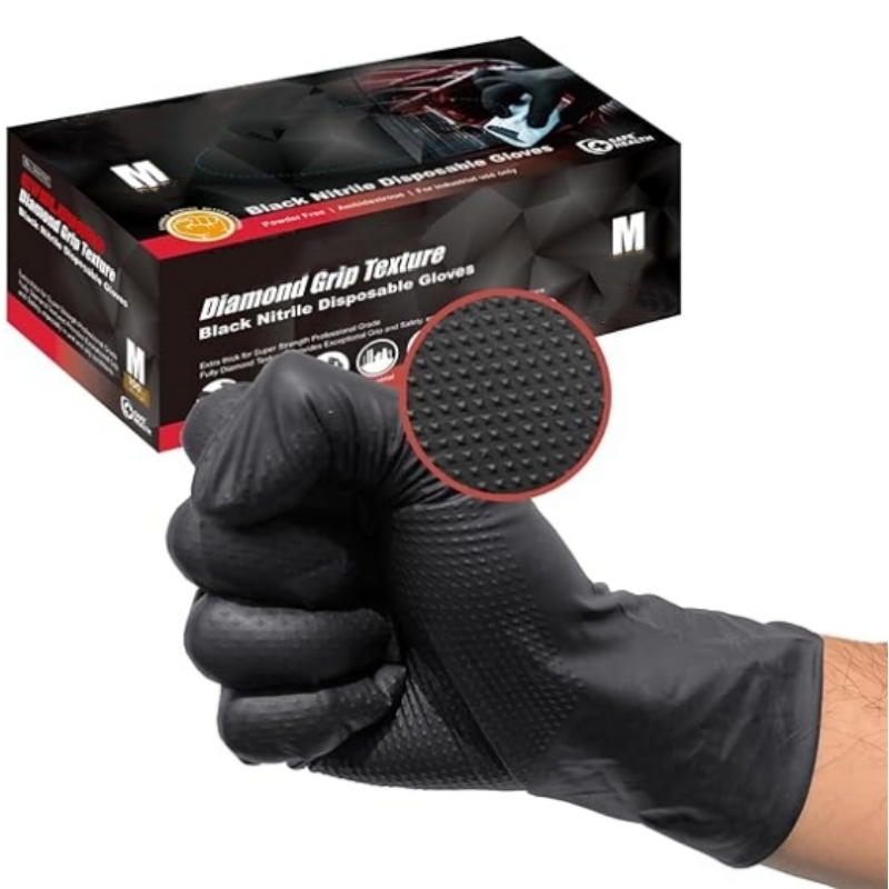 8ミルヘビーデューティーブラックニトリルグローブ使い捨てダイ - Nitrile Mechanic Glove のレビューと価格