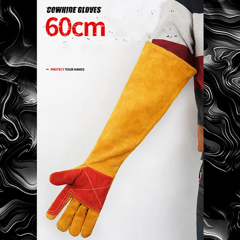 長袖革溶接手袋、耐熱性、ストーブファイアグローブ、庭用の耐パ - Heat Resistant Glove のレビューと価格