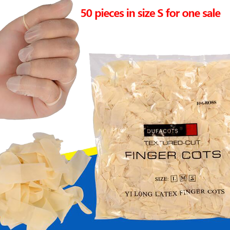 新しい50枚入り使い捨てラテックスフィンガーカバー、滑り止め - Latex Disposable Glove のレビューと価格