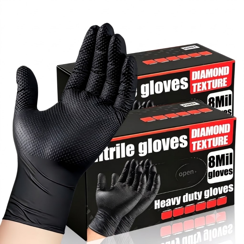 ヘビーデューティーブラック工業用ニトリル手袋使い捨て8ミルダ - Nitrile Mechanic Glove のレビューと価格