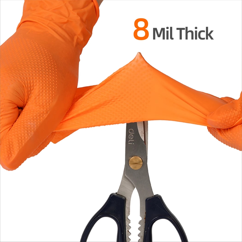 8mil ヘビーデューティ工業用オレンジニトリル手袋ラテック - Nitrile Mechanic Glove のレビューと価格