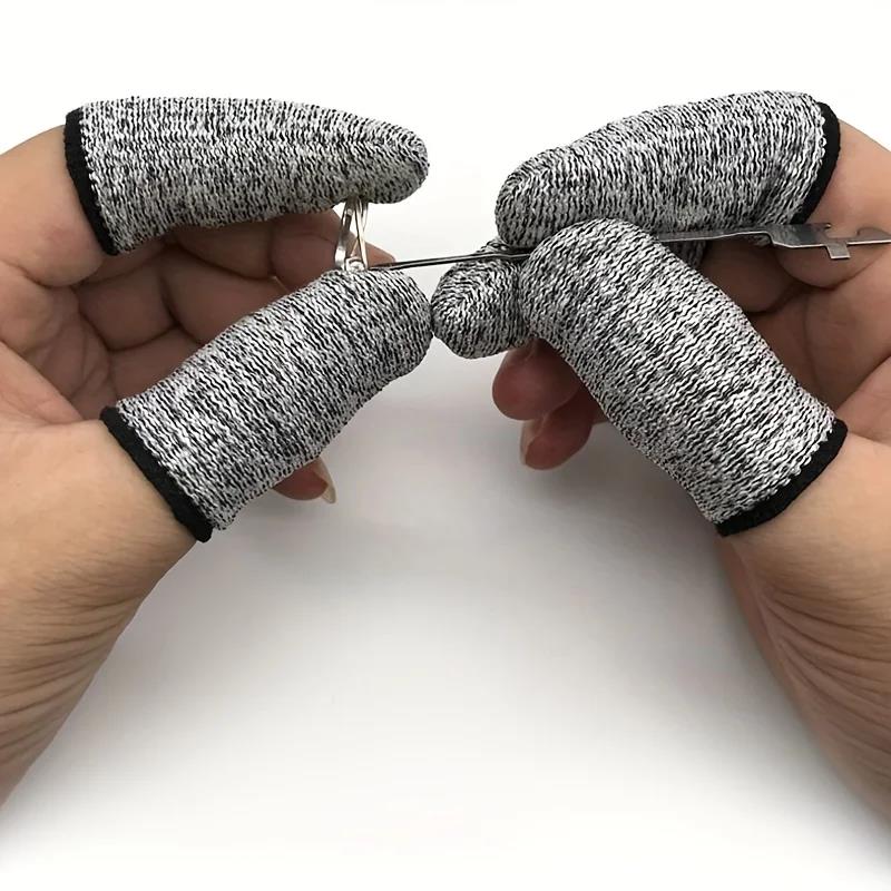 5レベルの高性能耐切創繊維5ペアフィンガーコット親指プロテク - Cut Resistant Glove のレビューと価格