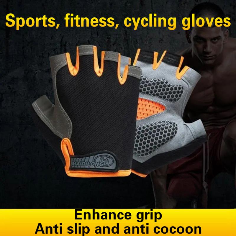 ハーフフィンガーサイクリンググローブ男性女性アンチスリップシ - Fingerless Glove Knit のレビューと価格