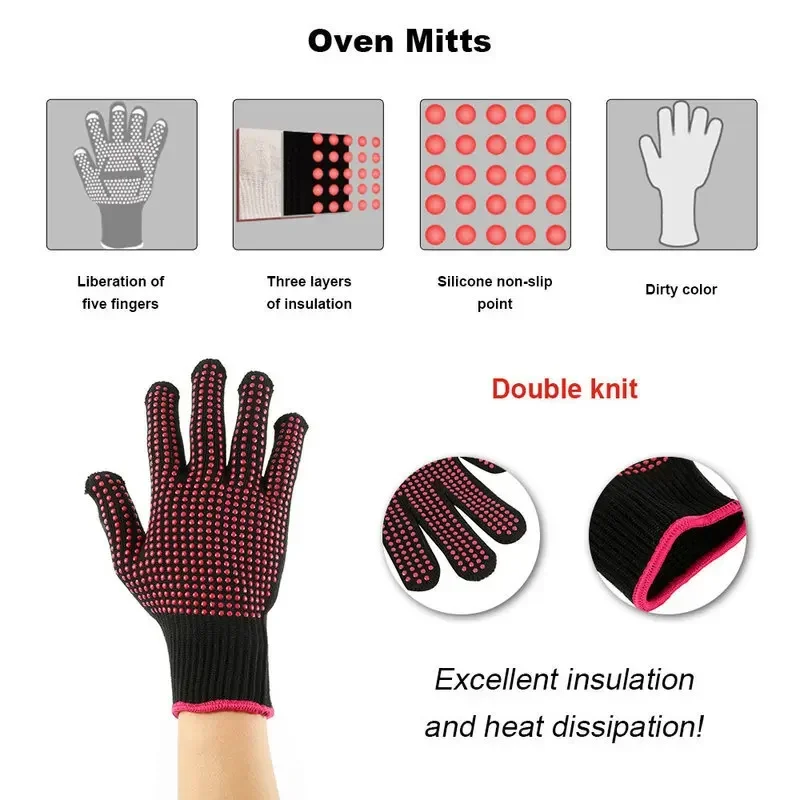 1 ペアの滑り止めシリコン BBQ 手袋、キッチン、グリル、 - Oven Mitt Silicone のレビューと価格