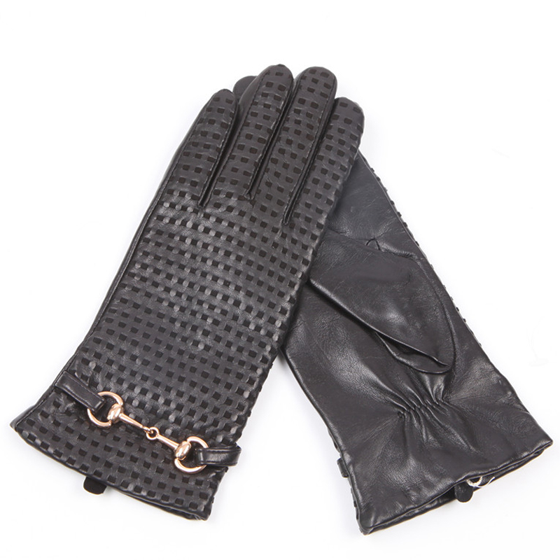 本革手袋女性熱輸入秋冬シープスキンウールニット裏地金属装飾女 - Wool Glove Lined のレビューと価格