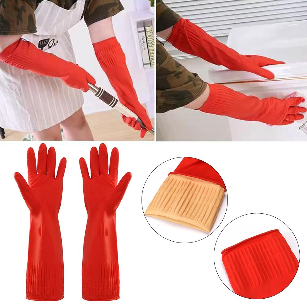 追加の長いカフ付きの頑丈なゴム手袋、安全性の手袋、車の洗濯、 - Dish Glove Rubber のレビューと価格