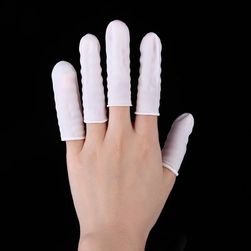 100 個使い捨てラテックス指サック白指先保護手袋ネイルアー - Latex Disposable Glove のレビューと価格