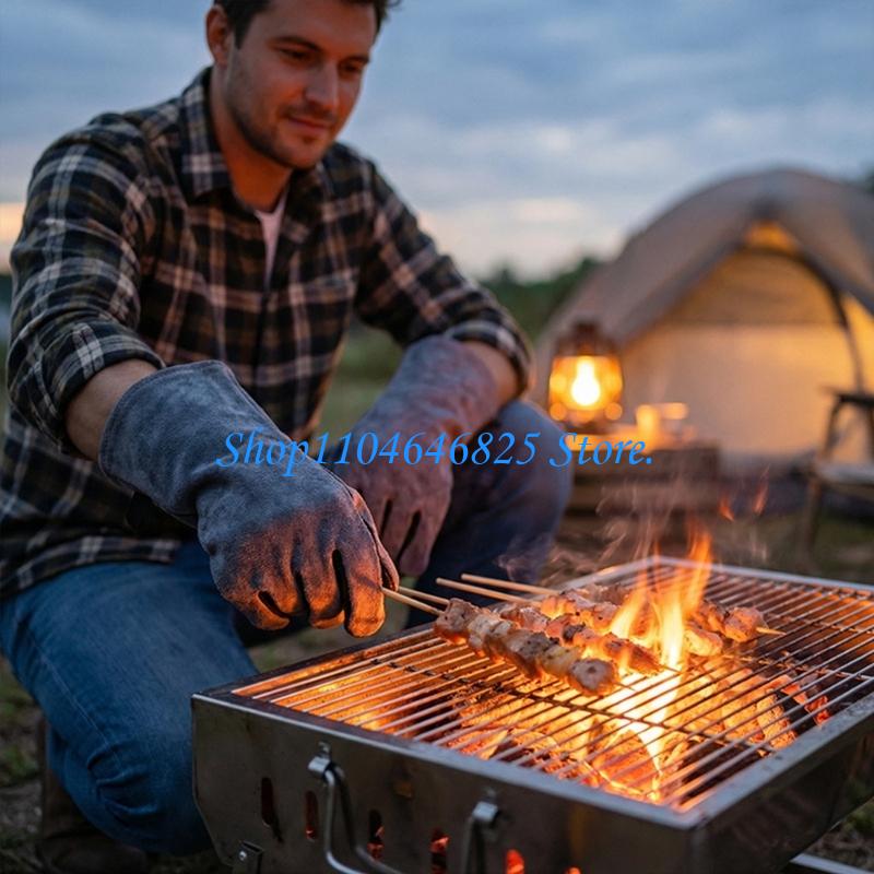 ヘビーデューティ革溶接手袋 40 センチメートル長さの火花や - Heat Resistant Glove のレビューと価格