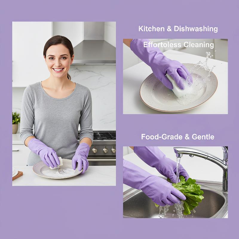 1組のラテックス食器洗い用手袋、滑り止めグリップ付き、耐水性 - Dish Glove Rubber のレビューと価格