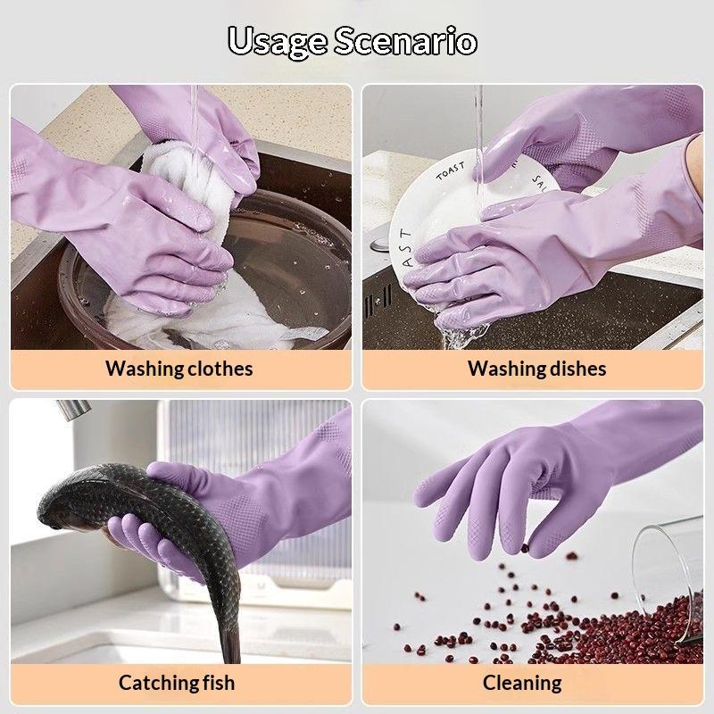 1組のラテックス食器洗い用手袋、滑り止めグリップ付き、耐水性 - Dish Glove Rubber のレビューと価格