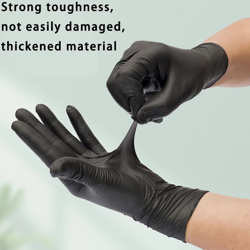 黒の使い捨てニトリル手袋、厚手で耐久性のある家庭用清掃用手袋 - Nitrile Mechanic Glove のレビューと価格
