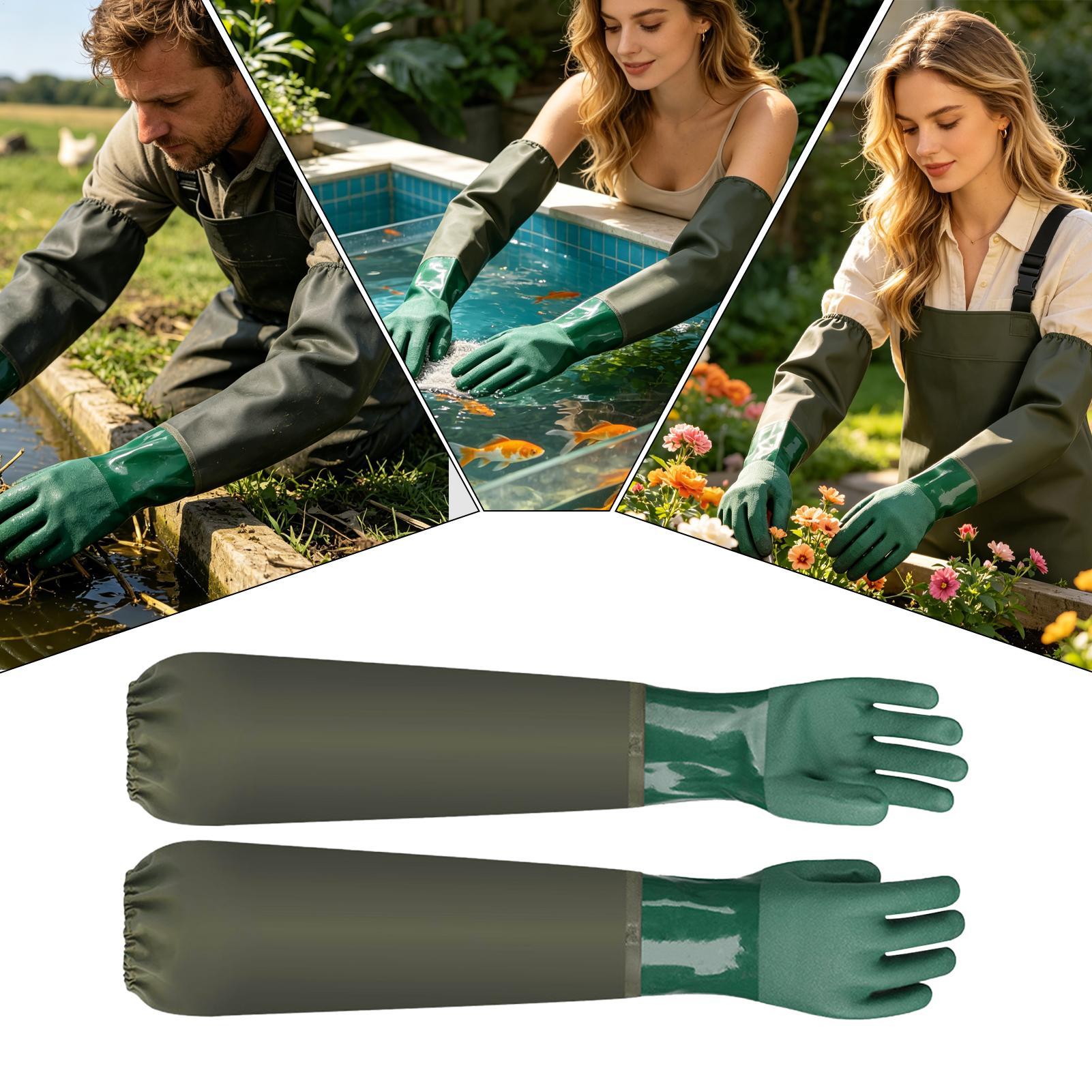 防水ゴム手袋 長持ち耐久性のあるロングフィッシンググローブ  - Rubber Glove Cleaning のレビューと価格