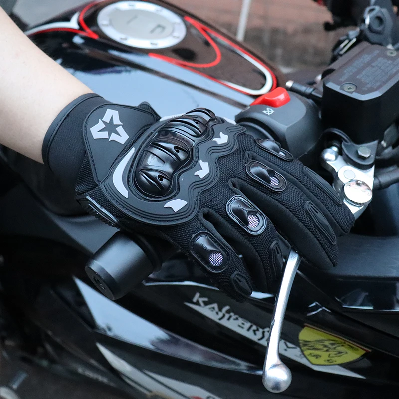 タッチ対応フルフィンガーグローブ、ハードシェルナックル付き、 - Motorcycle Glove Knuckle のレビューと価格