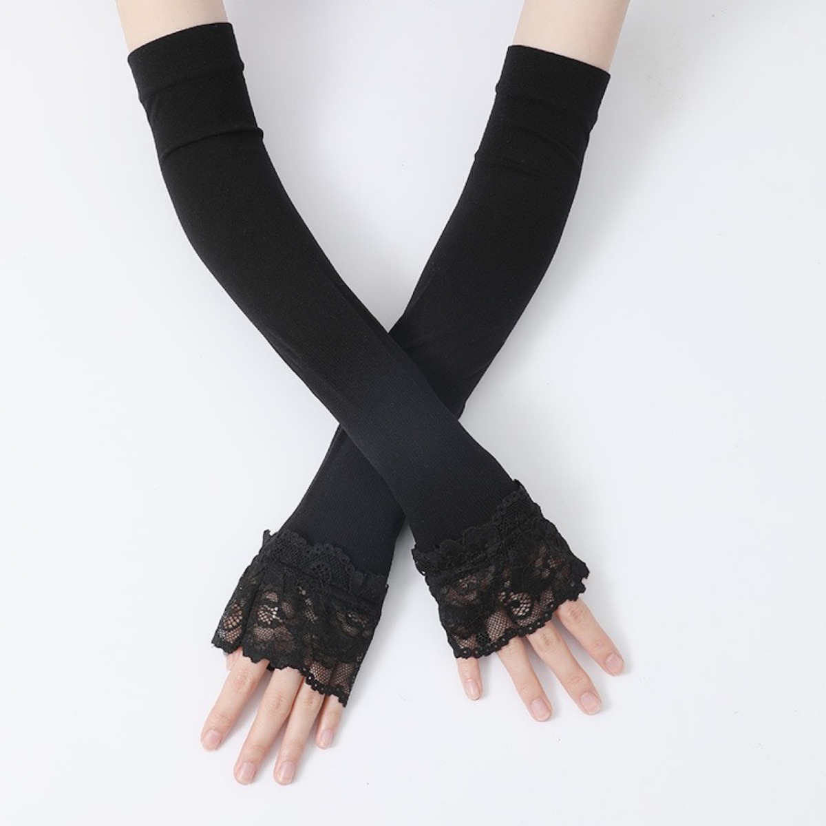 女性用ロング伸縮アームスリーブ、指なし運転用手袋、セクシーな - Fingerless Glove Knit のレビューと価格