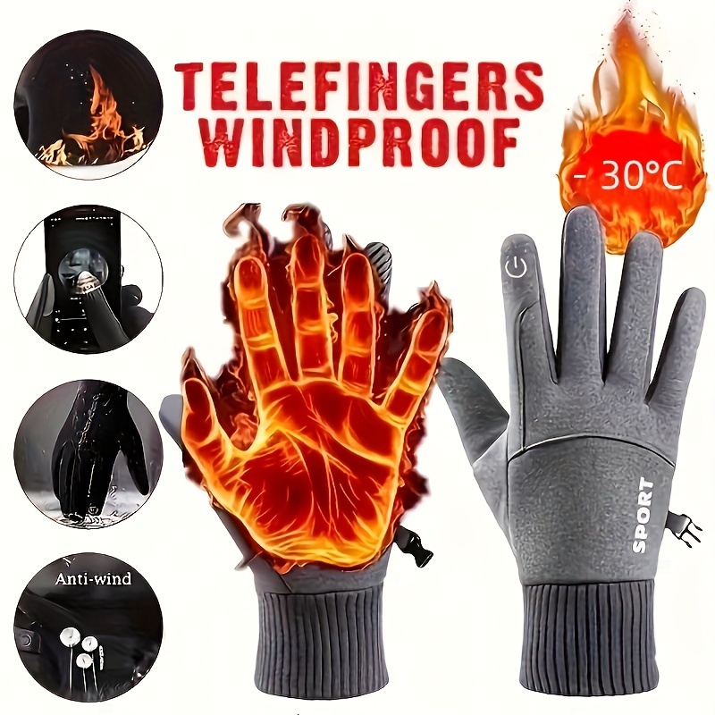 冬用サイクリンググローブ防風厚手フリースサーマルフルフィンガ - Ski Glove Waterproof のレビューと価格