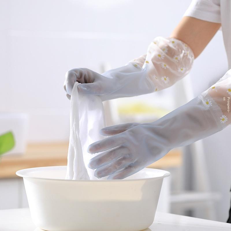 花柄の家庭用ラテックス防水クリーニング手袋：キッチン食器洗い - Rubber Glove Cleaning のレビューと価格