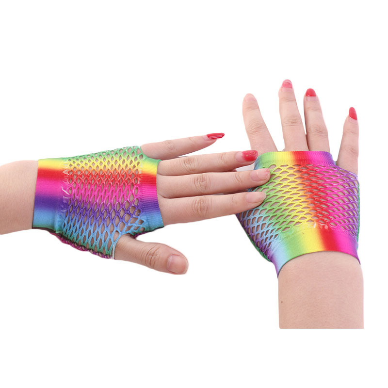 女性用ショートメッシュ網タイツグローブ,穴あき,派手,ディス - Fingerless Glove Knit のレビューと価格